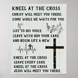 Kneel bij het Cross-Christelijk Poster