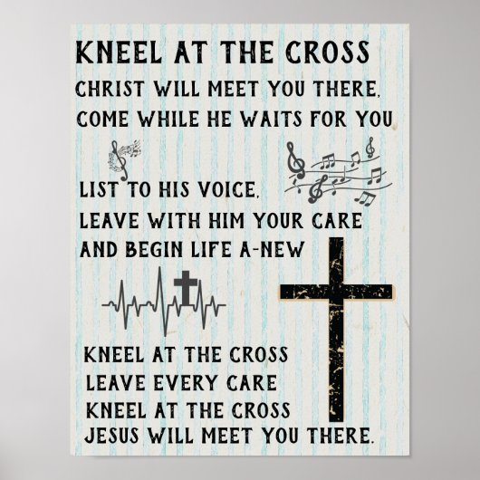 Kneel bij het Cross-Christelijk Poster (Voorkant)