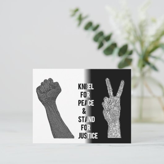 Kneel for Peace and Stand for Justice Briefkaart (Staand voorkant)