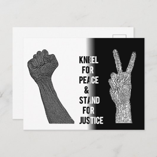 Kneel for Peace and Stand for Justice Briefkaart (Voorkant / Achterkant)