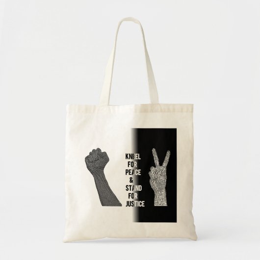 Kneel for Peace and Stand for Justice Tote Bag (Voorkant)