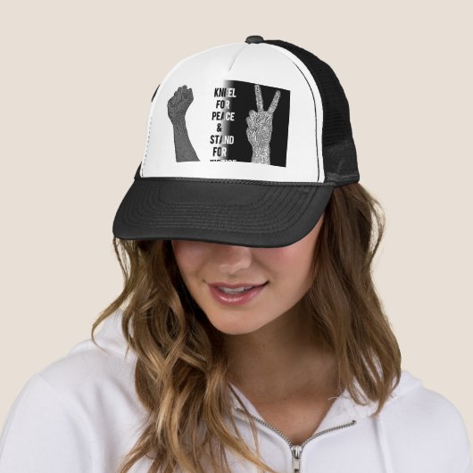 Kneel for Peace and Stand for Justice Trucker Pet (In situ)