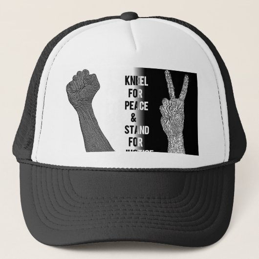 Kneel for Peace and Stand for Justice Trucker Pet (Voorkant)