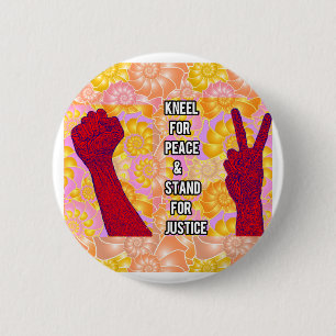 Kneel for Peace and Stand for Justice (V2) Ronde Button 5,7 Cm