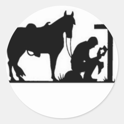 Kneeling Cowboy Ronde Sticker (Voorkant)