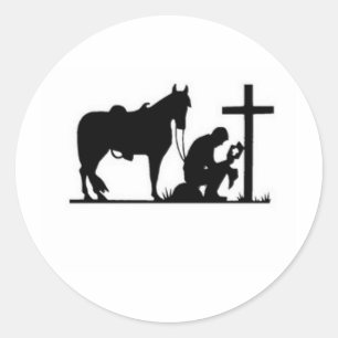Kneeling Cowboy Ronde Sticker
