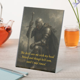 Kneeling Knight Reclamebord Met Voetstuk