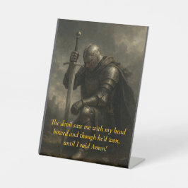 Kneeling Knight Reclamebord Met Voetstuk