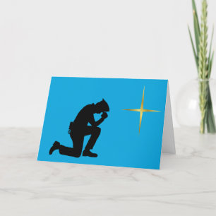 Kneeling Policeman Silhouette kerstkaart Kaart