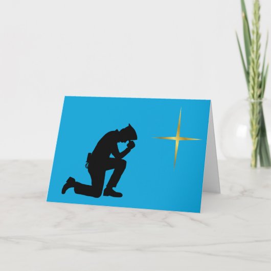 Kneeling Policeman Silhouette kerstkaart Kaart (Voorkant)