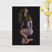 Kneeling Vrouw met een lage sleutel die een drukka Kaart (Gele Bloem)