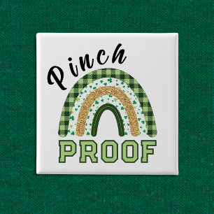 Kneep-bevrijdende groene regenboogruit St. Patrick Vierkante Button 5,1 Cm