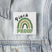 Kneep-bevrijdende groene regenboogruit St. Patrick Vierkante Button 5,1 Cm