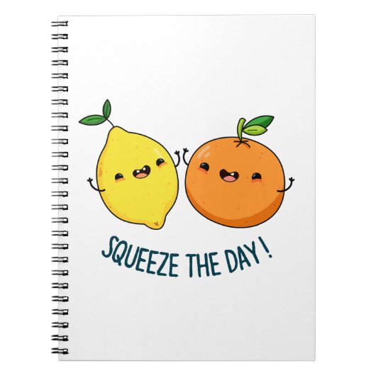 Kneep de Dag Positieve Fruit Grappen Notitieboek (Voorkant)