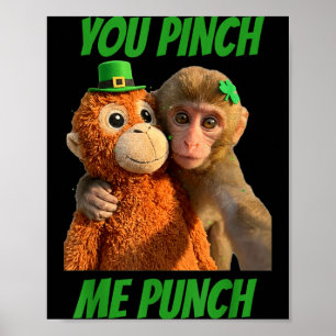 Kneep knok grappige aap selfie St. Patrick's Day Poster