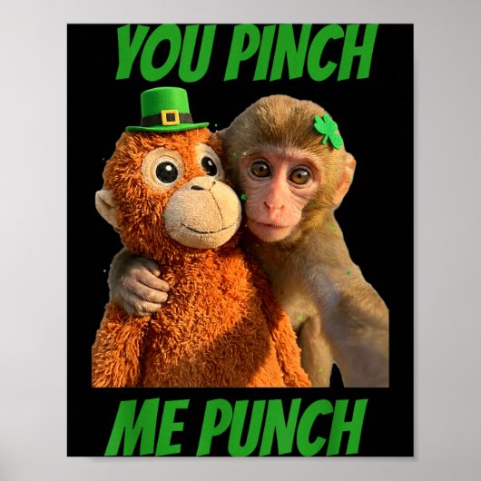 Kneep knok grappige aap selfie St. Patrick's Day Poster (Voorkant)