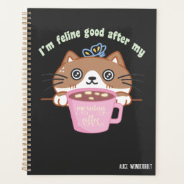 Kneleffect na ochtendkoffie | grappige kattenpaars planner