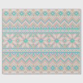 Knet Stitch Pattern9 Tan/Blauwgroen ID208 Cadeaupapier (Vlak)
