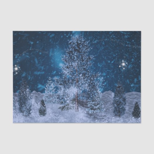 Knetterende Fractale Winter Scène Tissuepapier (Voorkant)