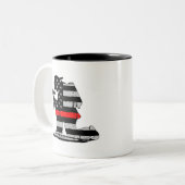 Knevelbrandblusapparaat met dunne rode lijn tweekleurige koffiemok (Voorkant links)