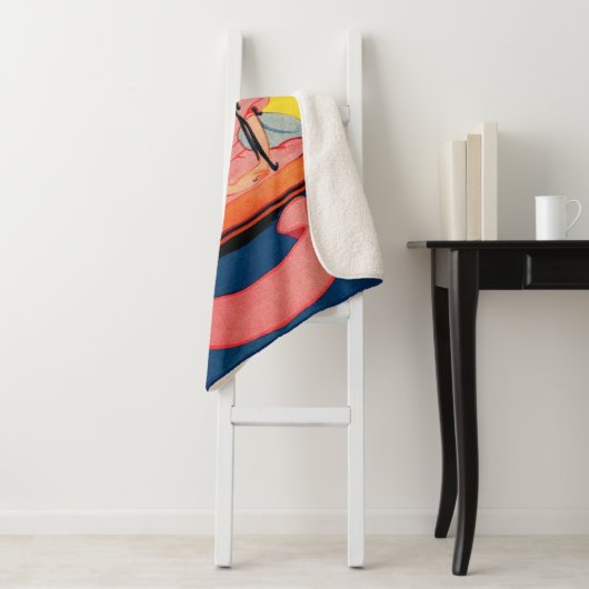 Knickerbocker-afdruk toneelstuk uit theater 1920s sherpa deken (In situ)