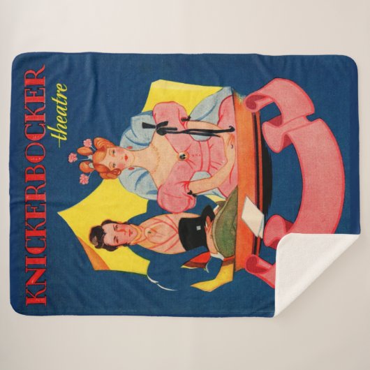 Knickerbocker-afdruk toneelstuk uit theater 1920s sherpa deken (Voorkant (horizontaal))