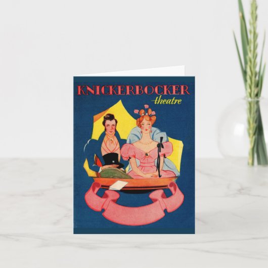 Knickerbocker-theaterbedekking uit de jaren 20 notitiekaartje (Voorkant)