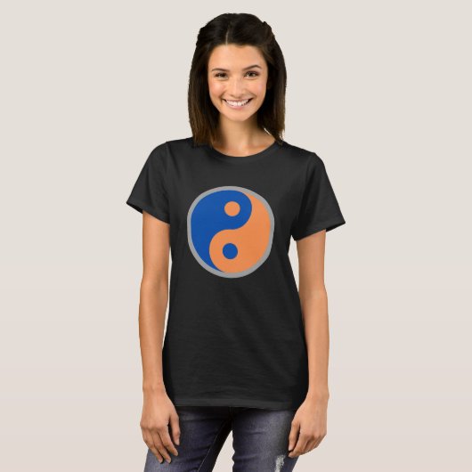 Knicks Yin Yang Sinaasappel Yin Yang Go Knicks Sin T-shirt (Voorkant volledig)