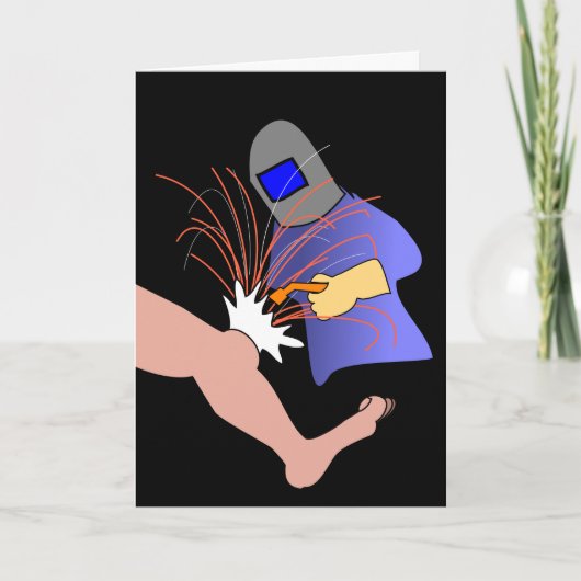 Knie Chirurgie Get Well Humorous Kaart Welder Cart (Voorkant)