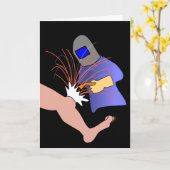 Knie Chirurgie Get Well Humorous Kaart Welder Cart (Gele Bloem)