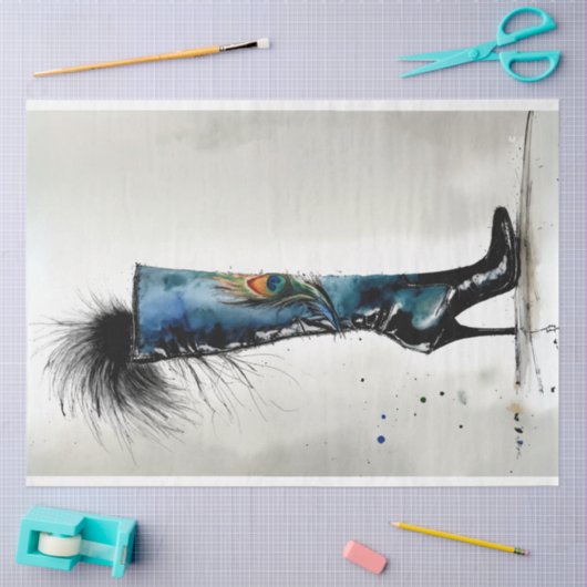  knie hoge laarzen waterverf decouapge tissuepapier (Craft)