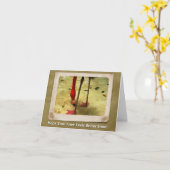 Knie Surgery wordt snel goed roze flamingo Kaart (Gele Bloem)