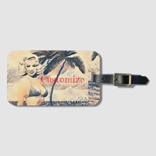 Knielen Blond Bikini Model Thunder_Cove Bagagelabel (Voorkant (horizontaal))