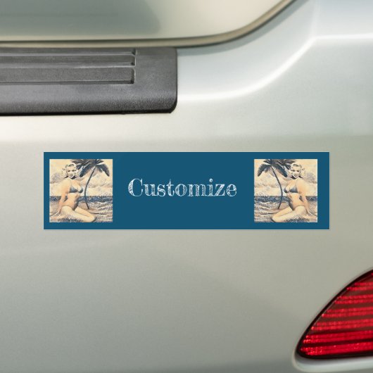 Knielen Blond Bikini Model Thunder_Cove Bumpersticker (Op auto)