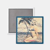 Knielen Blond Bikini Model Thunder_Cove Magneet (Voorkant / Achterkant)