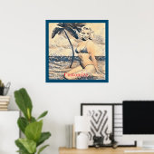 Knielen Blond Bikini Model Thunder_Cove Poster (Thuiskantoor)