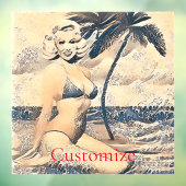 Knielen Blond Bikini Model Thunder_Cove Raamsticker (Vel 3)