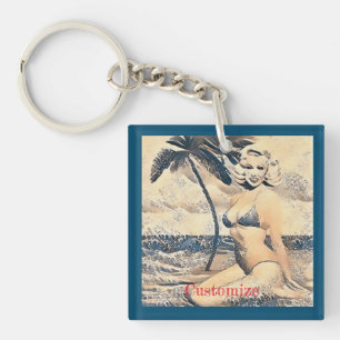 Knielen Blond Bikini Model Thunder_Cove Sleutelhanger