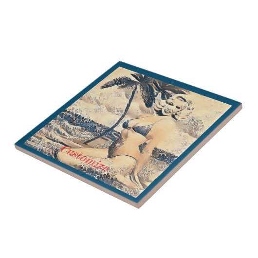 Knielen Blond Bikini Model Thunder_Cove Tegeltje (Zijkant)