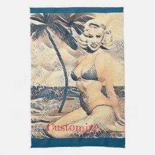 Knielen Blond Bikini Model Thunder_Cove Theedoek