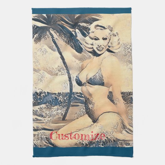 Knielen Blond Bikini Model Thunder_Cove Theedoek (Verticaal)