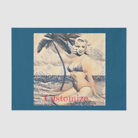 Knielen Blond Bikini Model Thunder_Cove Tissuepapier (Voorkant)