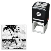 Knielen Blond Bikini Model Zelfinktende Stempel (In situ)