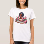 Knielen in gebed - Roze Bloemen - Afro-Amerikaans T-shirt (Voorkant)