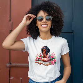 Knielen in gebed - Roze Bloemen - Afro-Amerikaans T-shirt