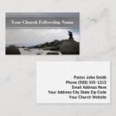 Knielend gebed Ocean Rocks Sunset Church Pastor Visitekaartje (Voorkant / Achterkant)