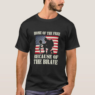 Knielende Soldaat Patriottisch Herdenkings Tribuut T-shirt