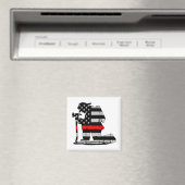 Knieling Brandweerman Dunne Rode Lijn Magneet (Insitu (Vaatwasser))