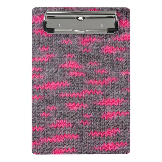 Knietwolstructuur met roze en grijze kleuren mini klembord (Voorkant)