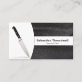 Knife& Black Leather Background Replaceable Photo Visitekaartje (Voorkant)